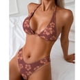 thumbnail image 5 of Swimming Suits for Women, Bathing Suit for Women 2 Piece, 2 Piece Swimsuit for Women, Women's 2 Piece Swimsuit Floral Halter Triangle Bikini Sets Cheeky High Waisted Bathing Suit, Coffee XL, 5 of 7
