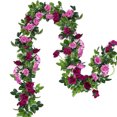 thumbnail image 1 of Guirnalda de flores artificiales Magenta, 2 uds., 7,9 pies, bastón de rosa para colgar, 1 of 5