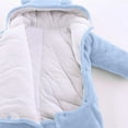 thumbnail image 4 of Baby Snowsuit Newborn Winter Hooded Romper Fleece Snowsuit Baby Jumpsuit Cartoon Bear Winter Coat for Girls and Boys Blue 9-12 Months, 4 of 6