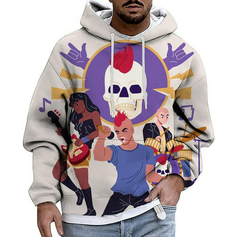 Joysale Hoodies for Men Graphic Hoodies Mens Graphic Hooded Sweatshirts Men s Hoodie Powerblend Comfortable Men s Sweatshirt Logo Print Blouse Tops White L Walmart
