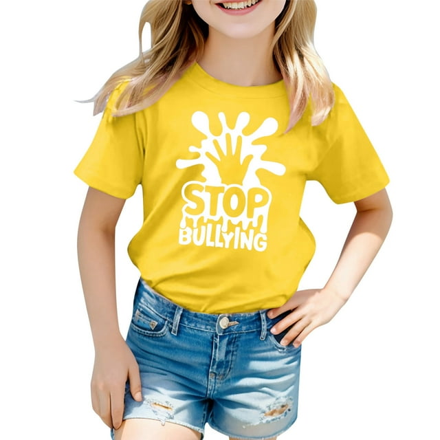MEZZALL T-Shirt Imprimé Respirant Décontracté de Mode pour Filles, T-Shirts Graphiques, Hauts, Jaune, 3-4 Ans