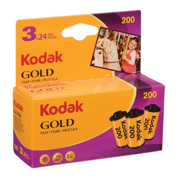 Kodak Gold 200 ISO 35mm 24 Exposures 3-Pack Film (72 Exposures Total)