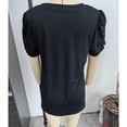thumbnail image 2 of Blusa de verano con cuello en V para mujer, blusa con cuello en V y mangas abullonadas cortas para mujer, blusa con cuello en V y mangas abullonadas, funcionalidad inteligente, 2 of 3