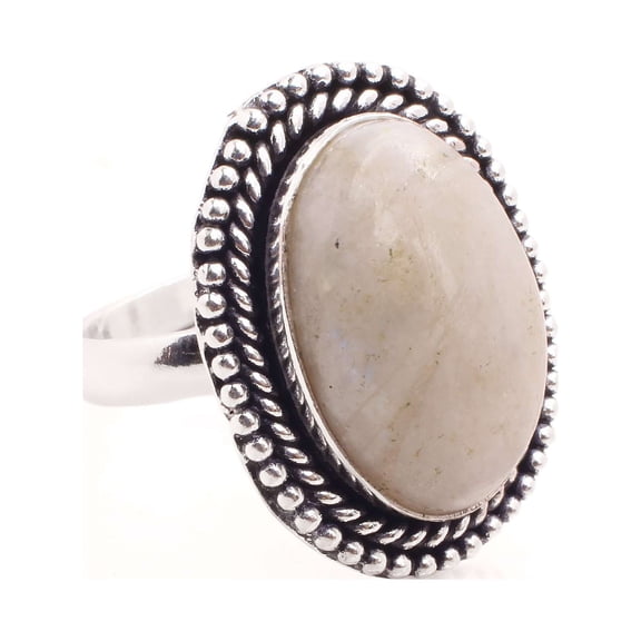 Silver Plated Adjustable Ring Jewelry For Womens - Moonstone Gemstone Handmade Ring - Fashion Jewelry Gift For Her - Bohemian style Statement Ring For Women - R-990