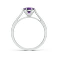 thumbnail image 2 of ANGARA Natural Tapered Shank Amethyst Solitaire Ring with Diamonds in 925 Sterling Silver for Women (Size-6mm) | February Birthstone, Anniversary, Jewelry Gift for Women | Natural Amethyst Ring, 2 of 8
