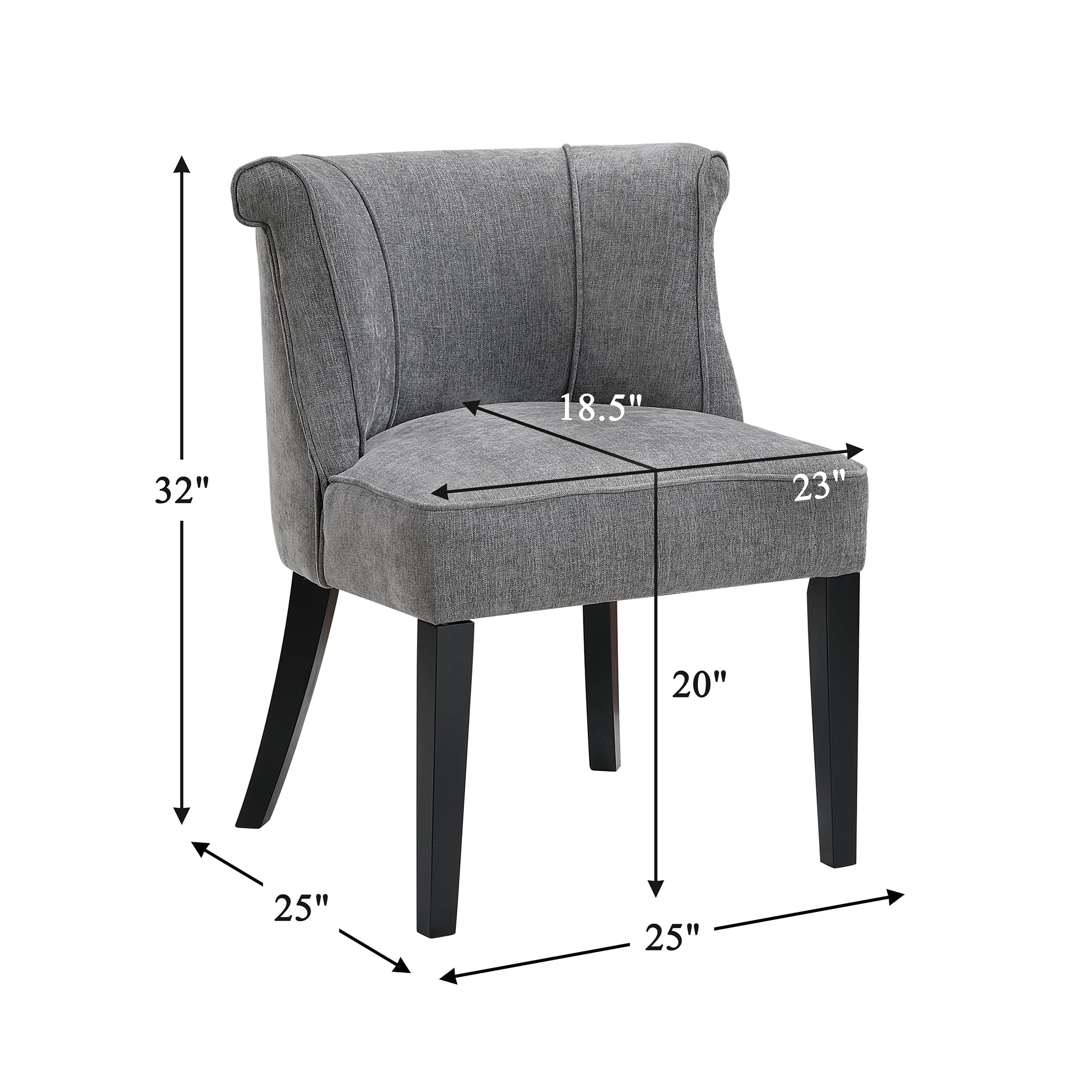 OakvillePark Orelune Textured Fabric Scrolled Back Accent Chair, Charcoal