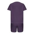 thumbnail image 5 of Summer Sets for Women Short Sleeve V-Neck Blouses & Shirts Sets 2PC Women's V Neck Shorts Sleeve Two-piece Comfortable Home Pajamas Set Sports Set Woman Summer Outfit Purple l, 5 of 5
