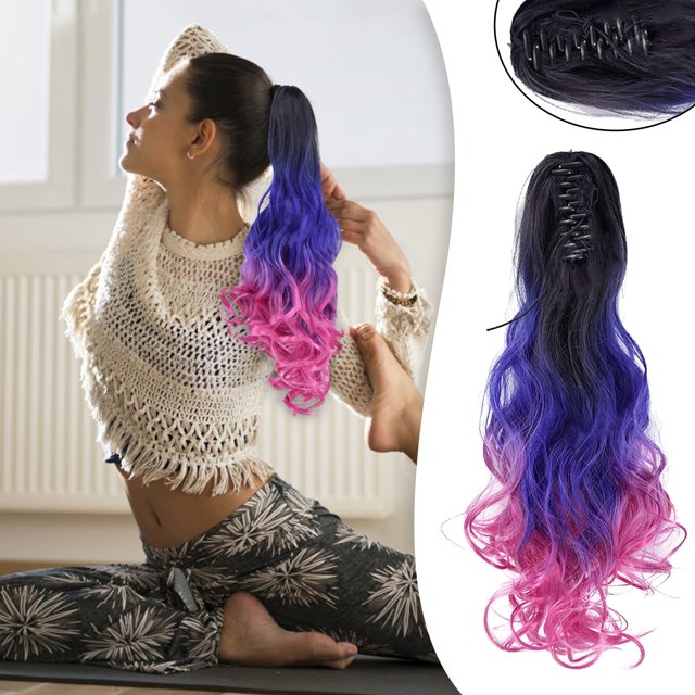 Extensions de Cheveux Femme Tri-Couleur Synthétique Longue Ondulée Bouclée Queue de Cheval Perruque, Extensions de Cheveux & Accessoires pour Femmes