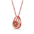 thumbnail image 2 of Gem Stone King 18K Rose Gold Plated Silver Ecstasy Mystic Topaz Teardrop Pendant Necklace for Women (1.00 Cttw, Gemstone November Birthstone, Round 5MM, with 18 inch Silver Chain), 2 of 4