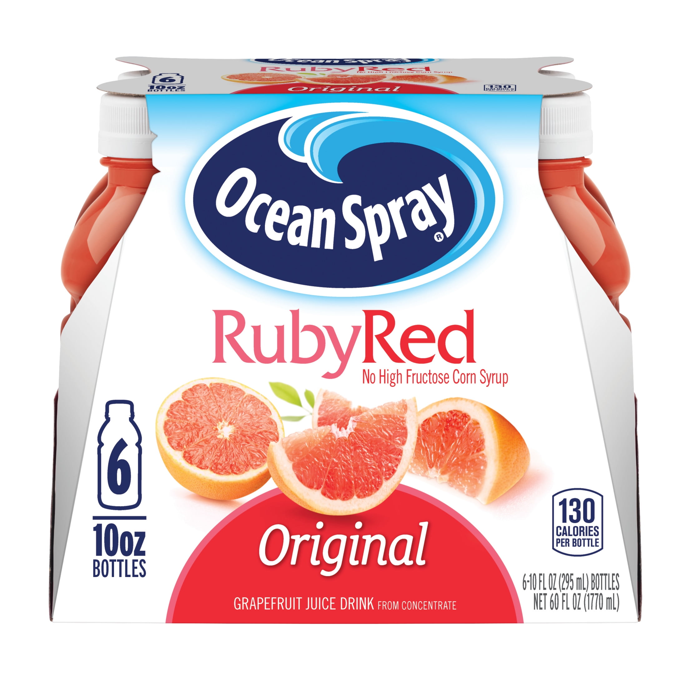 (4 pack) Ocean Spray® Ruby Red Grapefruit Juice Drinks, 10 fl oz Bottles, 6 Count