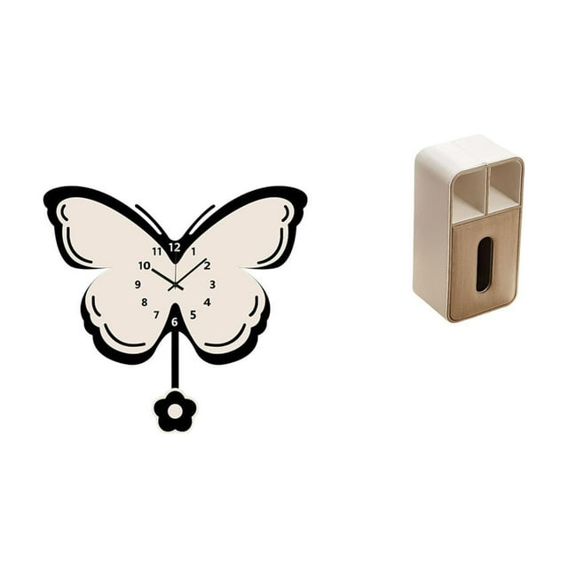 Reloj de pared Reloj de pared Sala de estar Dormitorio Cocina Decoración de pared Caja de pañuelos Dormitorio Caja de pañuelos de cuero PU Caja de pañ