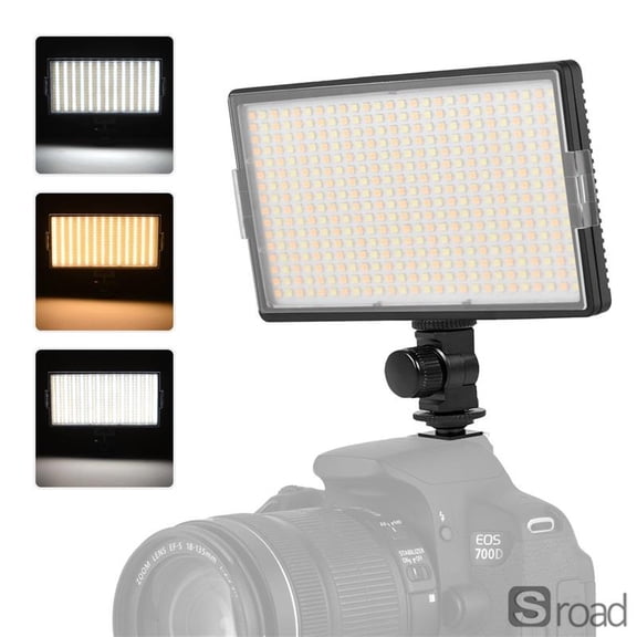 Bi-Color LED Video Light, 416 LED On-Camera Light Panel With 3200K-5600K Adjustable Color Temperature, Dimmable, CRI 95 , For YouTube, Photography, Live Streaming, Video Conference