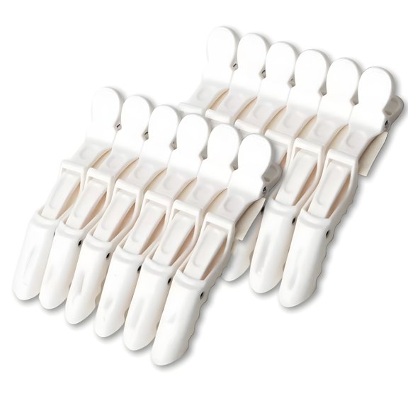 TUWAFE 12 Pcs Alligator Clips for Hair Styling Matte Alligator Crocodile Clips for Women Hair Sectioning Alligator Clips for Hair Styling (White)