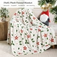 thumbnail image 2 of Christmas Fleece Print Throw Blanket, Super Soft Plush Cozy Fuzzy Red Floral and Green Leaves Printed Throw Blankets for Couch Sofa Bed, and Home, Microfiber Flannel, All Seasons 50x60 Inches, 2 of 7