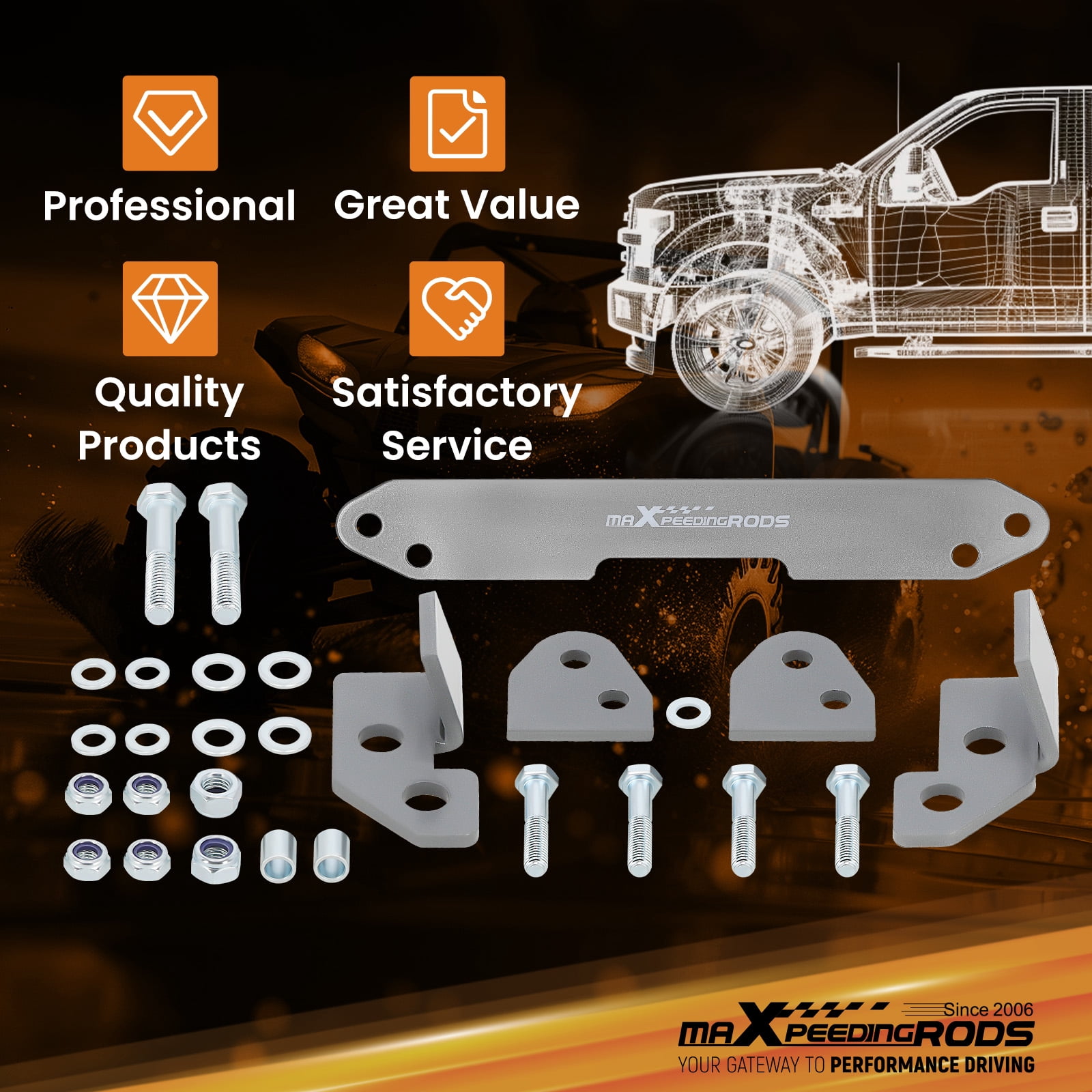 Maxpeedingrods 2" Lift Kit Brackets for Honda Foreman TRX500 Rancher TRX420 2014-2023