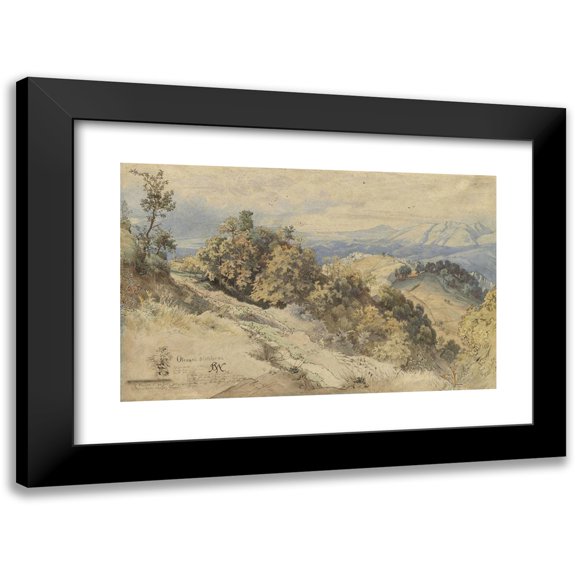 Carl Wilhelm Müller 14x11 Black Modern Framed Museum Art Print Titled - Sun and Rain in the Serpentara Near Olevano (1866)