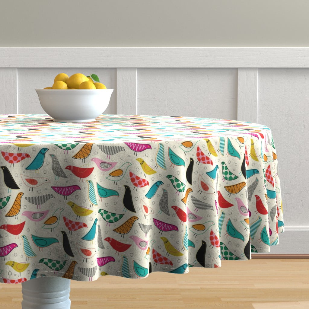 Round Tablecloth Mod Modern Graphic Clean Eames House Bird Cotton Sateen Walmart Com Walmart Com