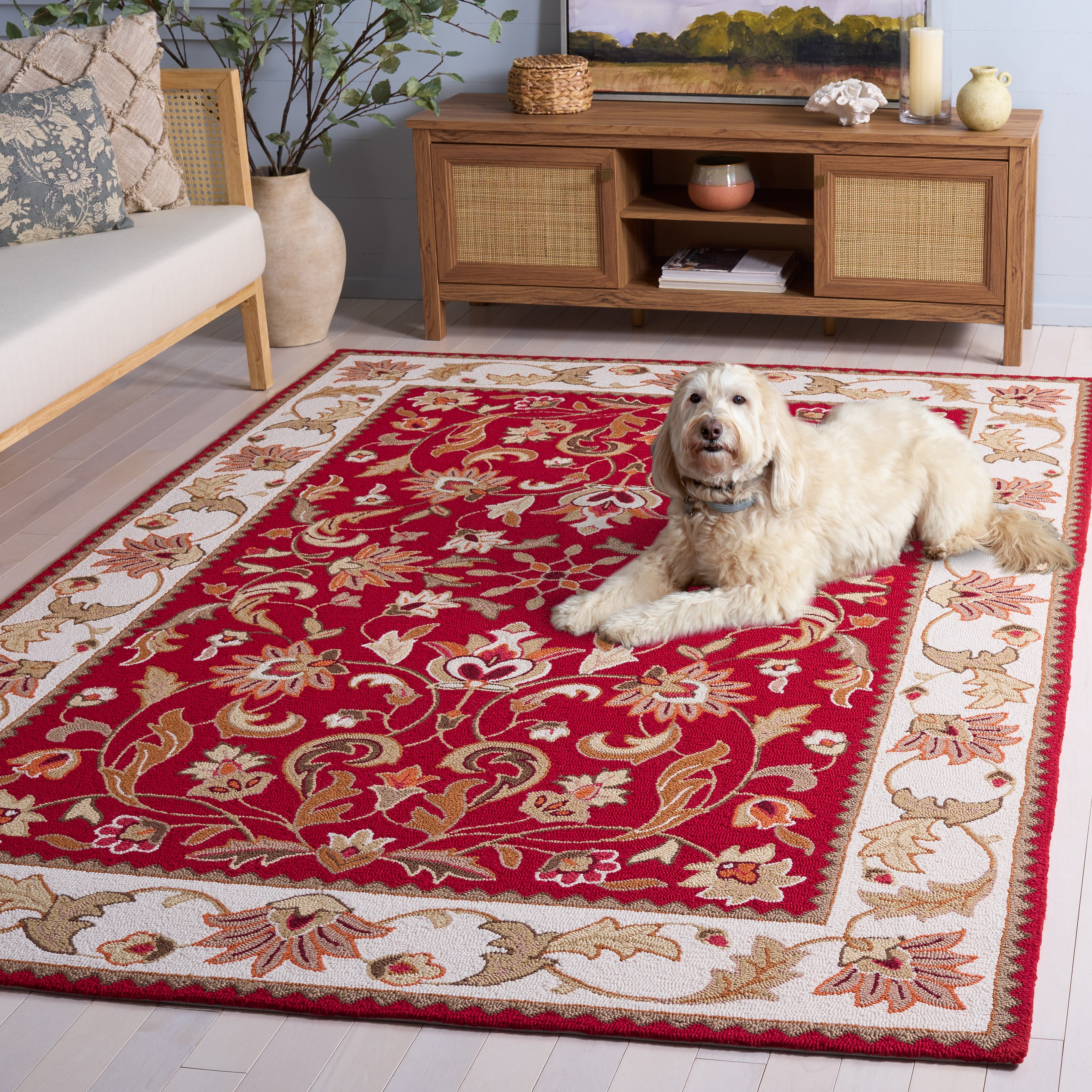 Safavieh Easy Care Myrtle Floral Area Rug, Red/Ivory, 4' x 6'