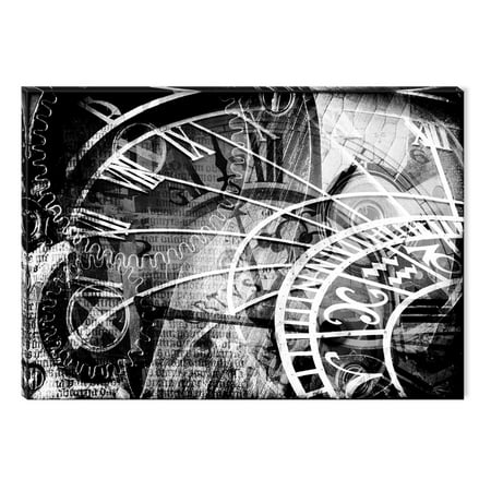 Startonight Canvas Wall Art Black and White Abstract Time Machine, Dual View Surprise Artwork Modern Framed Ready to Hang Wall Art 100% Original Art Painting 23.62 X 35.43