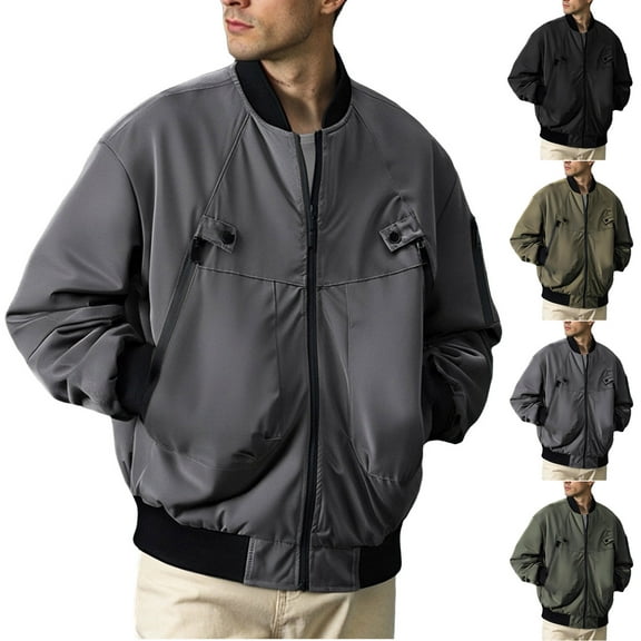 Miluxas Men's Lightweight Bomber Jackets Casual Spring Fall Windbreaker Jacket Light Zip Up Coat with Pocket Khaki XL(XL)