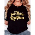 thumbnail image 1 of T-Shirt Graphique "Golden Birthday Grand" pour Femmes - Design Minimaliste Rétro, Noir avec Lettrage Doré Scintillant, Col Rond, Confort Décontracté, Manches Courtes, Tissu, Lavable en Machine, Toutes Saisons, 1 of 6