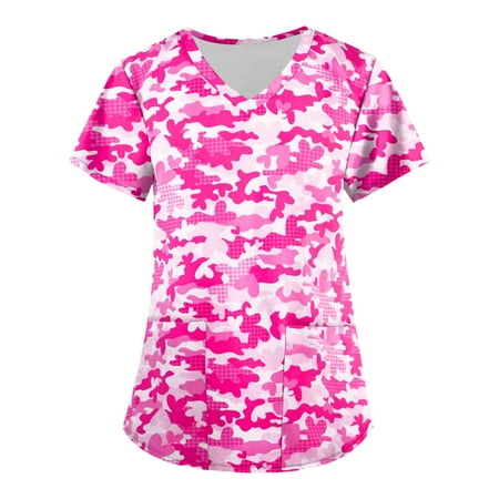 

EKOUSN Women Scrubs Top V-Neck Print(Green 4XL)