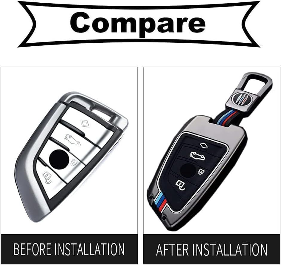 MJMJ for BMW Key Fob Case Cover, Fit for BMW 1 3 4 5 6 7 Series X3 X4 M5 M6 GT3 GT5, Zinc Alloy and Silicon Remote Key Protector (Blade Type)