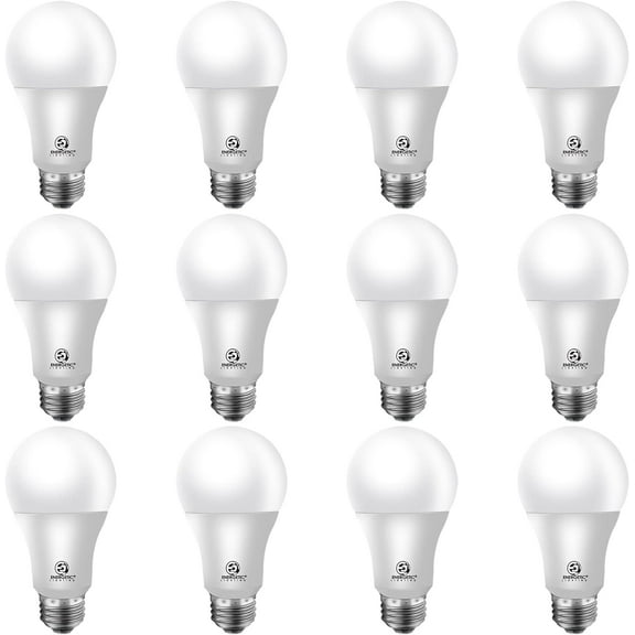 Enertic Light Bulbs 75 Watt, 1200LM Super Brightness, Daylight 5000K, E26 Standard Base, Non-Dimmable A19 LED Light Bulb, UL Listed, 12 Pack