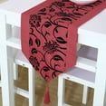 thumbnail image 2 of PiccoCasa 76"X11" Flower Blossom Flocked Damask Table Runner Home Decor Red, 2 of 7