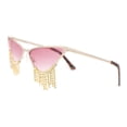 thumbnail image 3 of Womens Luxury Rhinstone Tassel Diva Metal Rim Cat Eye Sunglasses Gold - Pink, 3 of 4