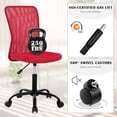 thumbnail image 4 of CL.HPAHKL Mesh Office Desk Chair Armless Computer Chair, Adjustable Rolling Task Work Swivel Chairs with Wheels, Ergonomic PC Chair for Small Spaces Home Bedroom Study, Red, 4 of 7
