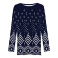 thumbnail image 4 of Mujeres Casual Tribal Wind Impreso Manga larga O-cuello Pullover Blusa Camiseta Tops Pompotops  FGAJ1099, 4 of 5