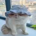 thumbnail image 4 of OUSITAID Cute Floral Patterned Blue Knitted Pet Hat, 4 of 5