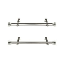 Home Decorative 1" Diameter Side Curtain Rod 12-20" Long (Set of 2) - Satin Nickel