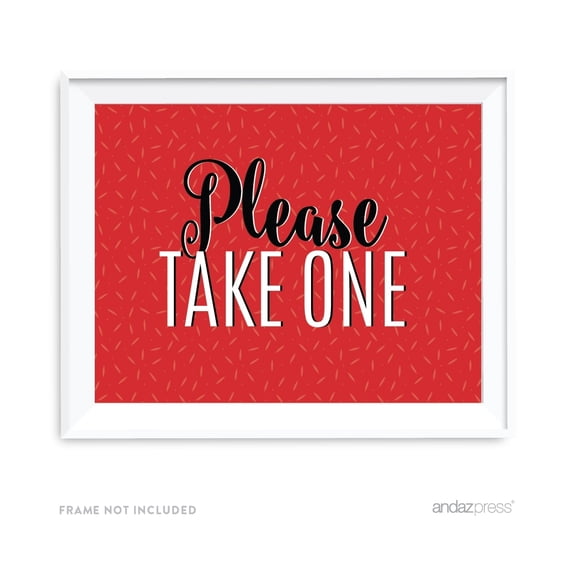 Koyal Wholesale Signature Black White Red Please Take One Party Sign 8.5x11 Decor