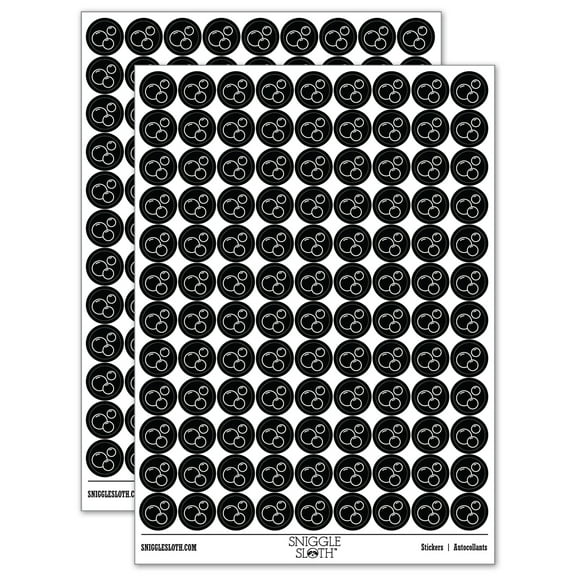 Soap Bubbles 200  Round Stickers - Black - Gloss Finish - 0.50" Size