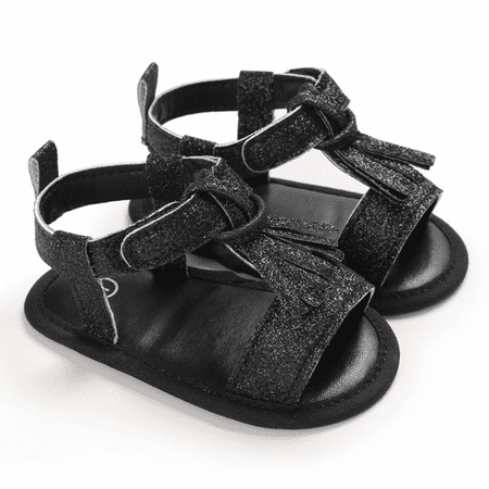 

Wish Baby Boys Girls Summer Sandals Non-Slip Soft Sole Infant Slippers Cotton Crib Shoes for Toddler First Walkers ----- Black（13cm） S350