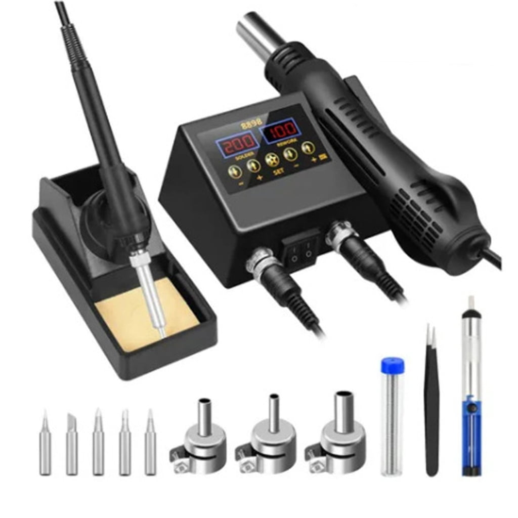 MOMOJIA Hot Air Rework Soldering Station With Heat Guns Set Temperature LED Screen Display For Electronics Repair Accessories
