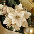 thumbnail image 2 of Spencer 12Pcs 6.3in Artificial Glittery Poinsettia Flowers Decorations with Clips & Stems Xmas Tree Ornaments for Garland Fireplace Wreath Wedding Party (Gold), 2 of 9