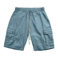 thumbnail image 5 of WTOBBY Men's Summer Loose Fit Cargo Shorts with Multiple Pockets, Casual Sports Beach Pants for Outdoor Adventures and Daily Wear ,Light Blue M, 5 of 5
