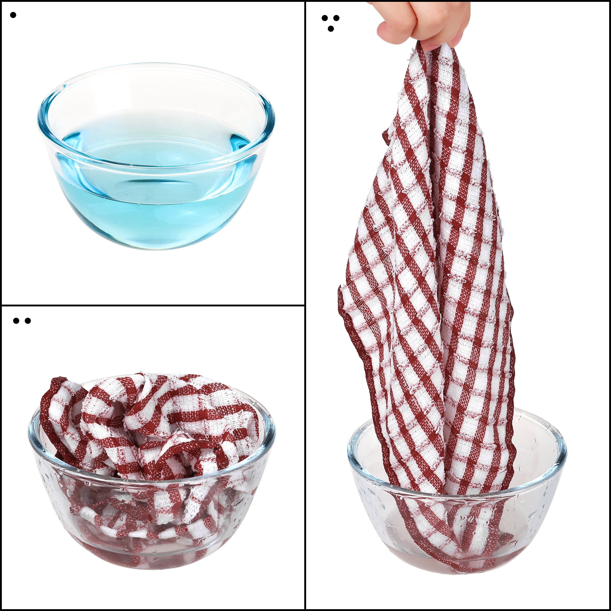 Unique Bargains Cotton Checkered Kitchen Dish Cloth Washable,11" x 16" Red/Blue 12 Pack