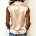 thumbnail image 4 of cocolona Womens Summer Satin Tank Tops Lapel Sleeveless Button Shirts Trendy Casual Solid Color Blouses, 4 of 5