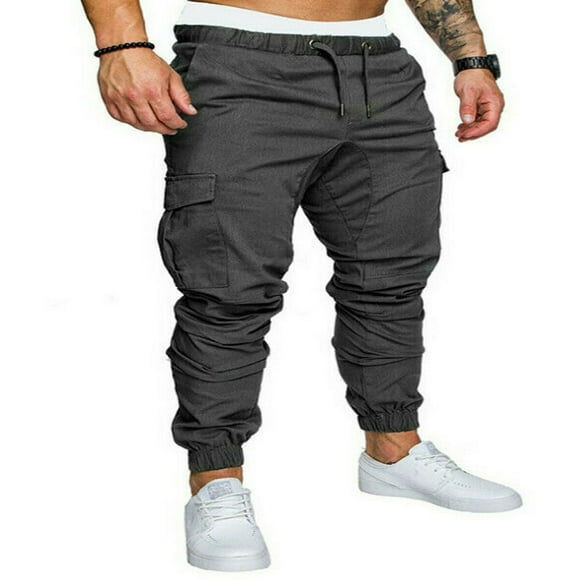 Men‘s Slim Fit Cargo Pants Casual Long Trousers Pencil Jogger Sweatpants with Pockets