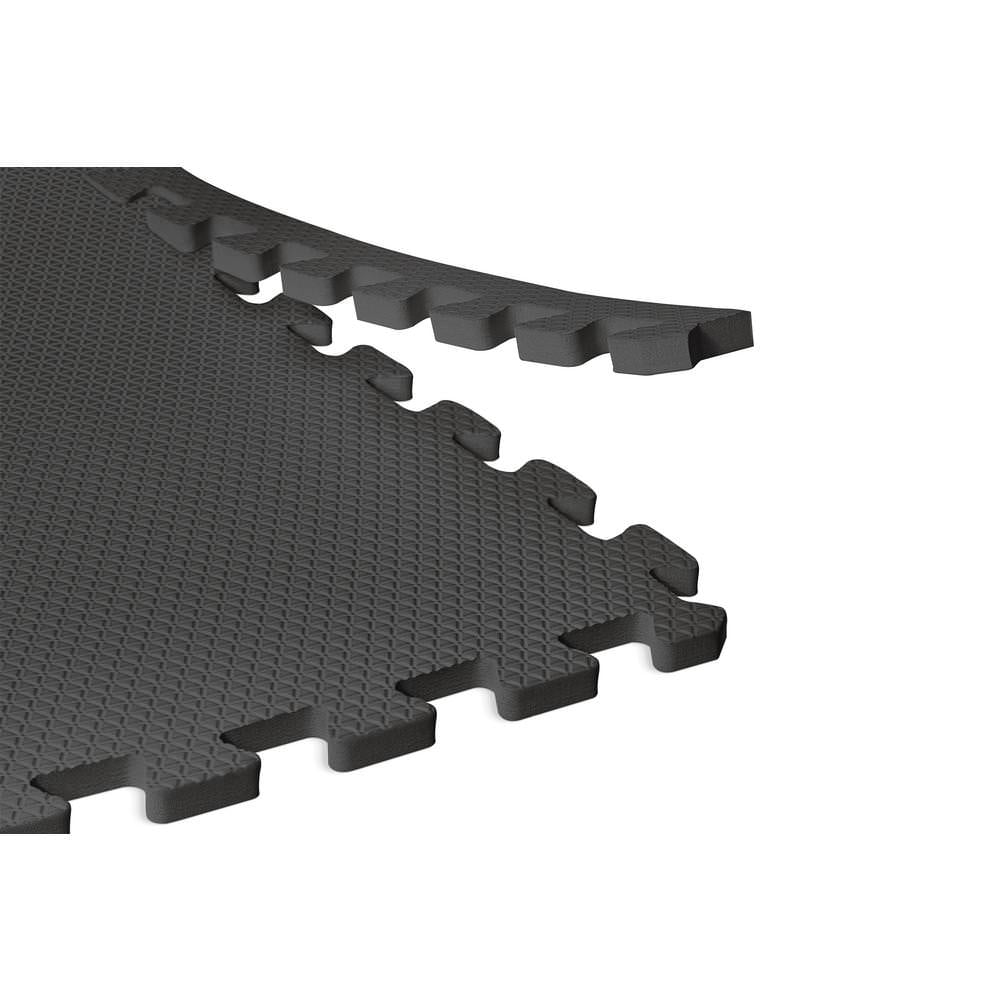 Norsk Black 24 in. x 24 in. EVA Foam Non-Toxic Solid Color Interlocking Tiles, 48 Tiles