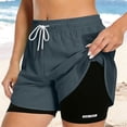 thumbnail image 2 of Noric Women's 2 in 1 Athletic Shorts Loose Fit with Inner Layer & Mesh Pockets for Running Yoga Gym Workout Casual Summer, 2 of 8