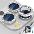 thumbnail image 1 of LAICAIW for iPhone 14 Pro/iPhone 14 Pro Max Camera Lens Protector Bling, HD Tempered Glass Shining Decoration Lens Screen Protector Individual Aluminum Alloy Metal Ring, Glitter Silver, 1 of 7