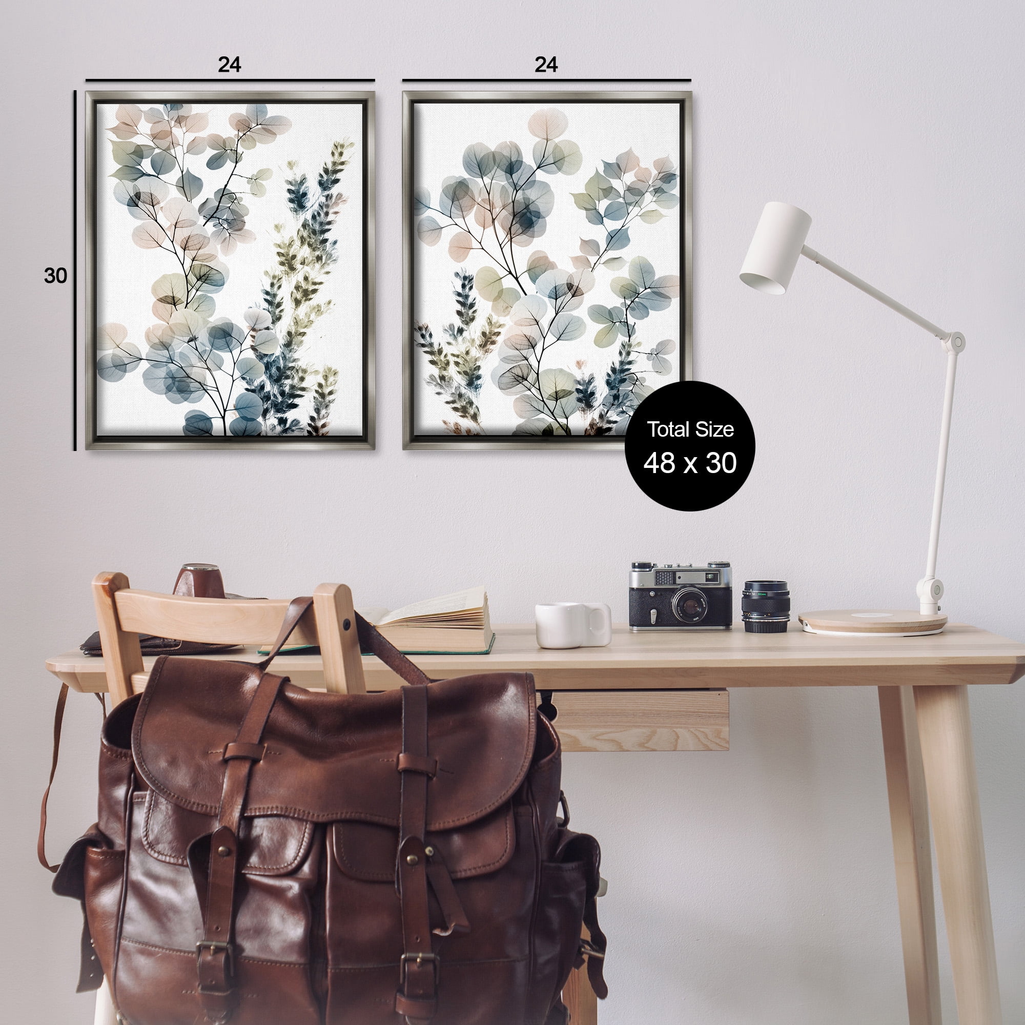 Stupell Industries Collage of Translucent Plants Botanical & Floral Photography Gray Floater Framed Canvas Art Print Wall Art, 25 x 31, Set of 2