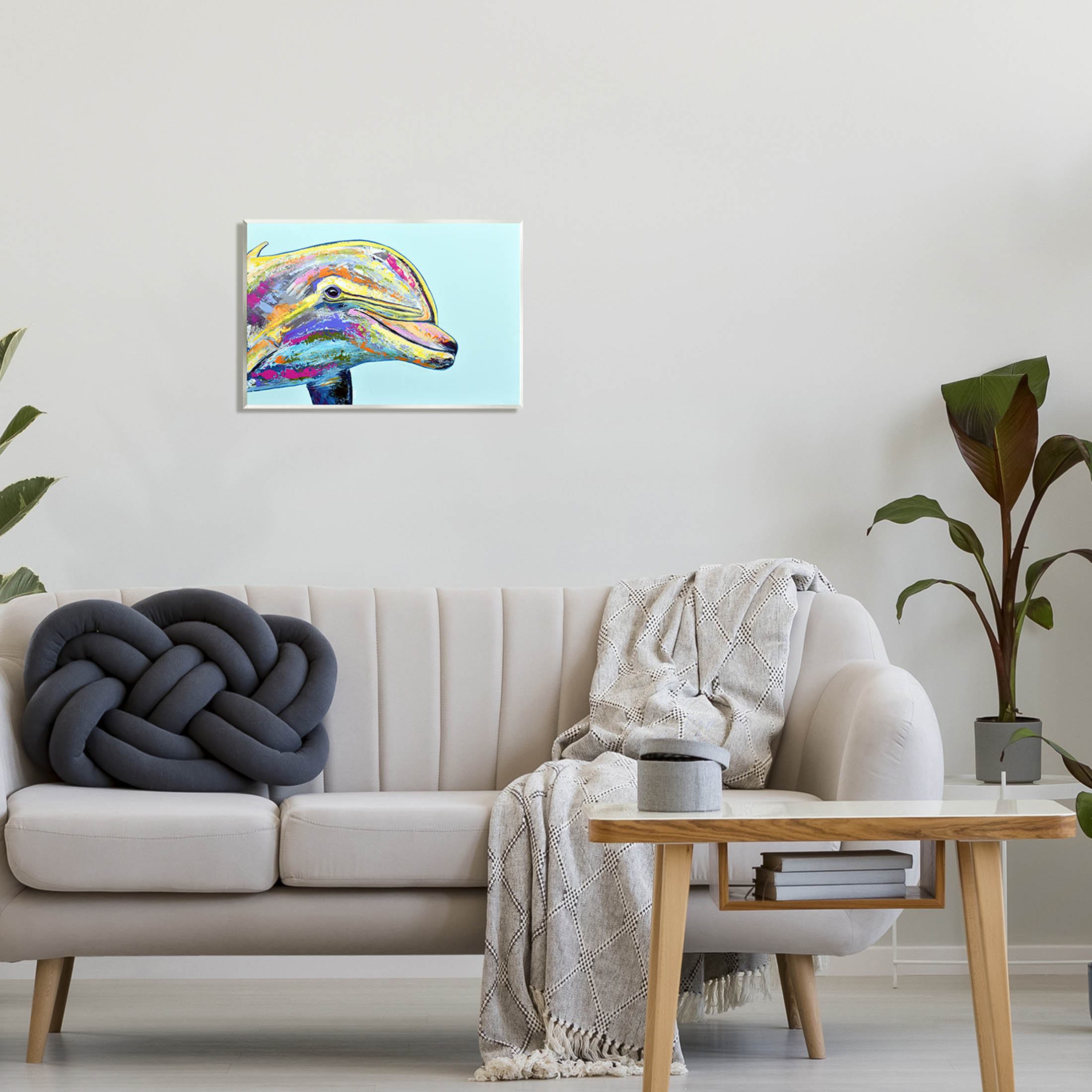 Marine Life Dolphin Turquoise Accent Animals & Insects Graphic Art Unframed Art Print Wall Art