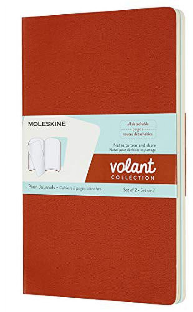 Moleskine Volant Journal, Large, Plain, Coral Orange/Aquamarine Blue (5 X 8.25) Paperback
