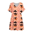 thumbnail image 4 of SELONE Womens Ruffle Nightgown Plus Size Halloween Sleep Dress Pink Bats Mini Dress Casual Party Nighties with Pickets, 4 of 5